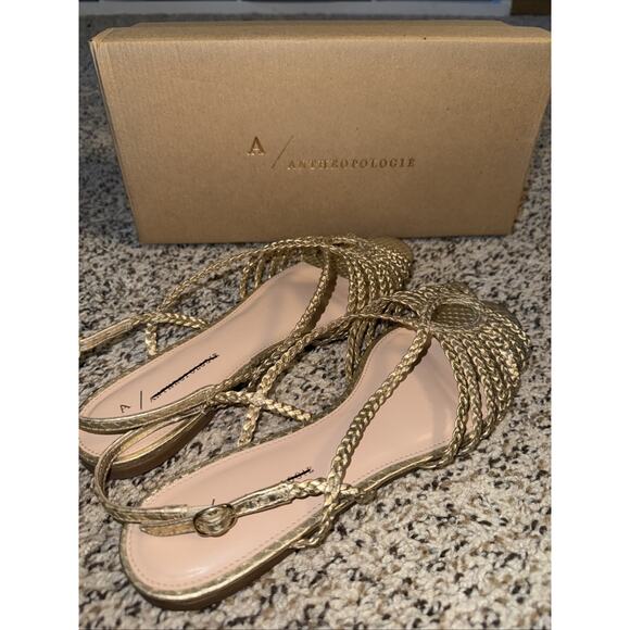 NEW IN BOX - Size 39 ANTHRO STRAPPY FLAT SANDALS Retail $130 - Picture 1 of 4